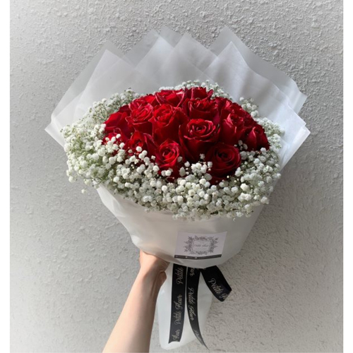 24 Premium Roses with Gypsophila-3000x3000